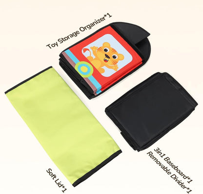 Large Flip-Top Toy Box Storage with Fabric Lid & Handles for Kids