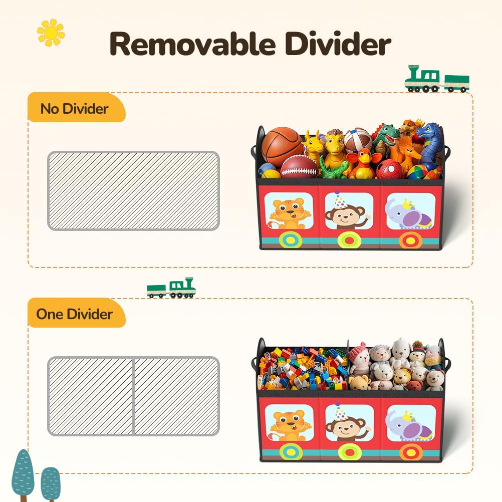 Large Flip-Top Toy Box Storage with Fabric Lid & Handles for Kids