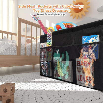Large Flip-Top Toy Box Storage with Fabric Lid & Handles for Kids