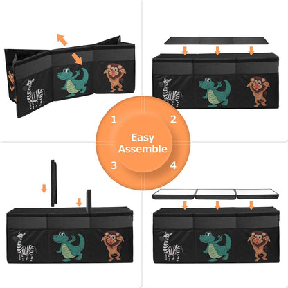 Large Flip-Top Toy Box Storage with Fabric Lid & Handles for Kids