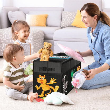 Large Flip-Top Toy Box Storage with Fabric Lid & Handles for Kids