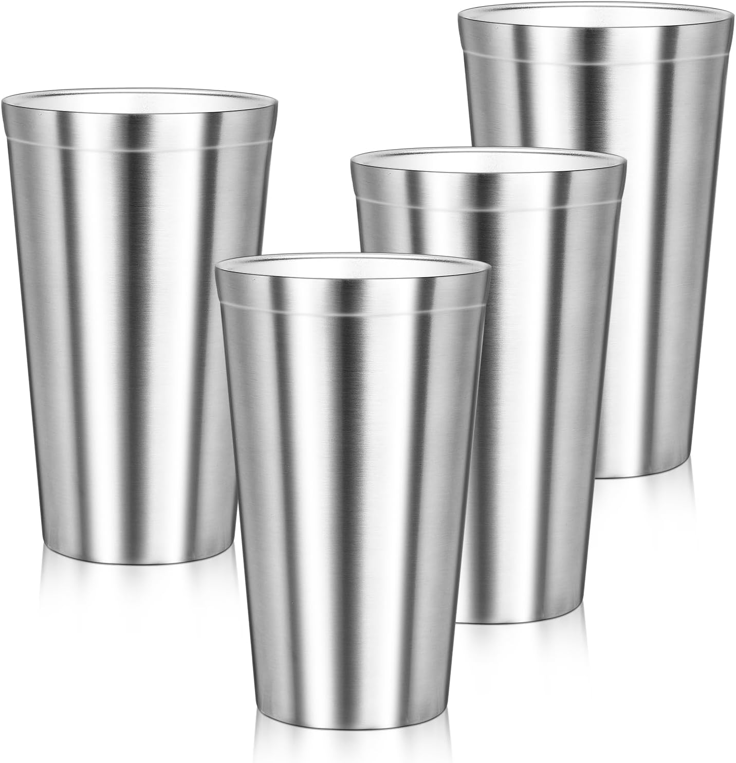 Metal Cup, 19 oz Insulated Tumbler, 4 Pack Double Wall Unbreakable Stackable Water Tumblers Premium Insulated Stainless Steel Cups Drinking Glasses for Home Travel Camping Outdoor