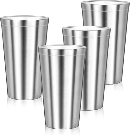 Metal Cup, 19 oz Insulated Tumbler, 4 Pack Double Wall Unbreakable Stackable Water Tumblers Premium Insulated Stainless Steel Cups Drinking Glasses for Home Travel Camping Outdoor