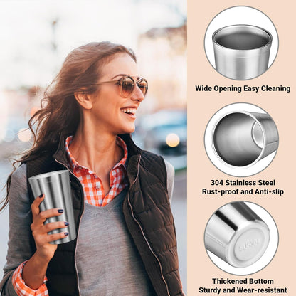 Metal Cup, 19 oz Insulated Tumbler, 4 Pack Double Wall Unbreakable Stackable Water Tumblers Premium Insulated Stainless Steel Cups Drinking Glasses for Home Travel Camping Outdoor