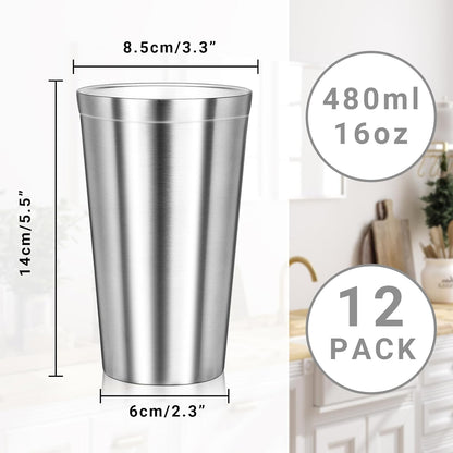 Metal Cup, 19 oz Insulated Tumbler, 4 Pack Double Wall Unbreakable Stackable Water Tumblers Premium Insulated Stainless Steel Cups Drinking Glasses for Home Travel Camping Outdoor