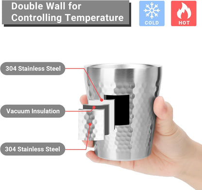 Metal Cup, 19 oz Insulated Tumbler, 4 Pack Double Wall Unbreakable Stackable Water Tumblers Premium Insulated Stainless Steel Cups Drinking Glasses for Home Travel Camping Outdoor