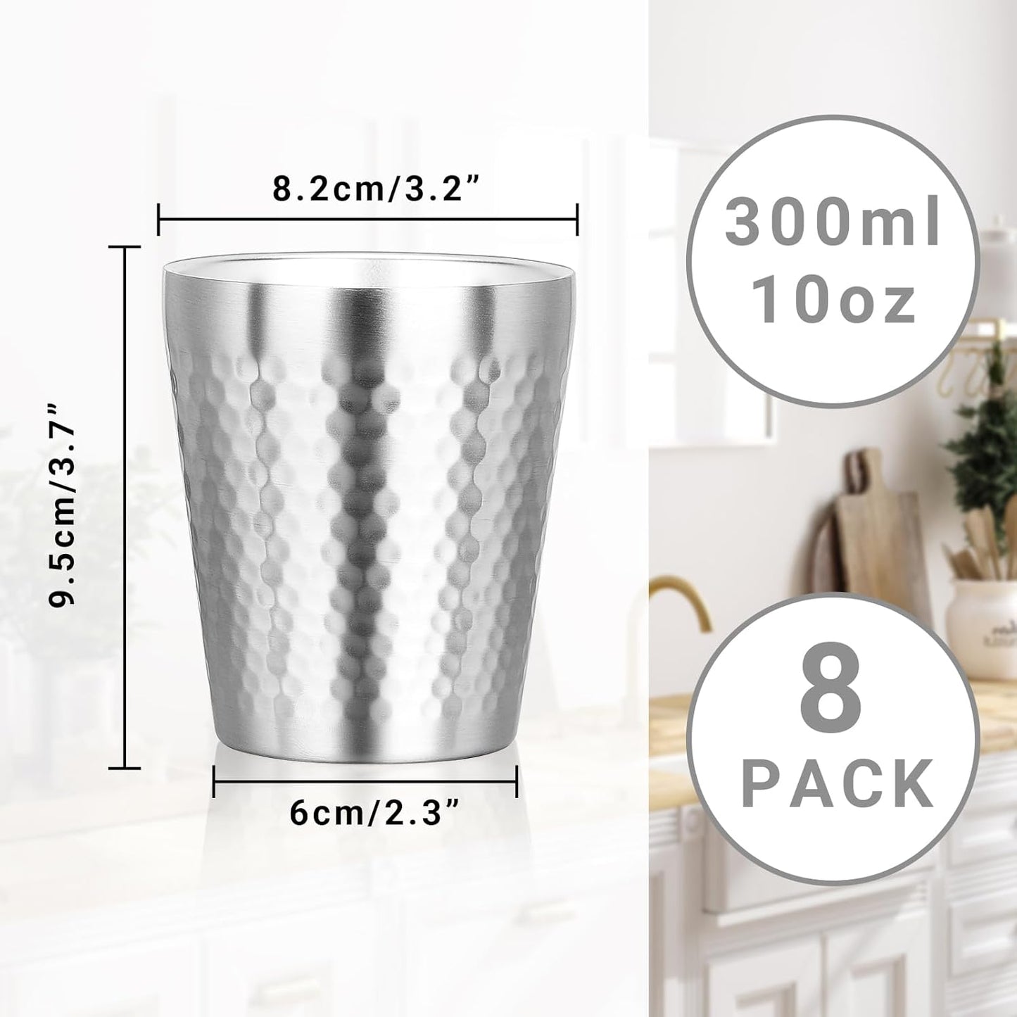 Metal Cup, 19 oz Insulated Tumbler, 4 Pack Double Wall Unbreakable Stackable Water Tumblers Premium Insulated Stainless Steel Cups Drinking Glasses for Home Travel Camping Outdoor