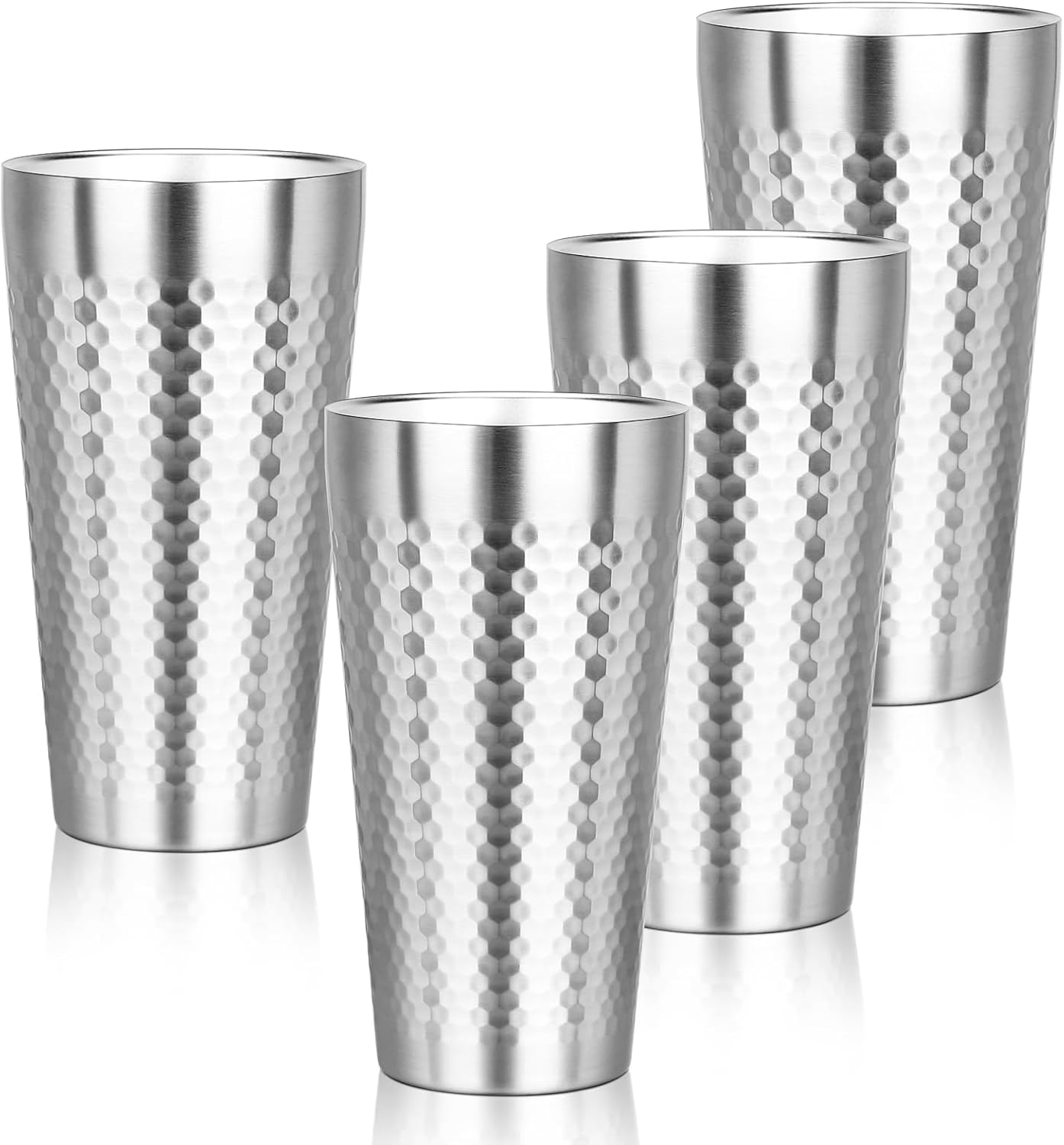 Metal Cup, 19 oz Insulated Tumbler, 4 Pack Double Wall Unbreakable Stackable Water Tumblers Premium Insulated Stainless Steel Cups Drinking Glasses for Home Travel Camping Outdoor