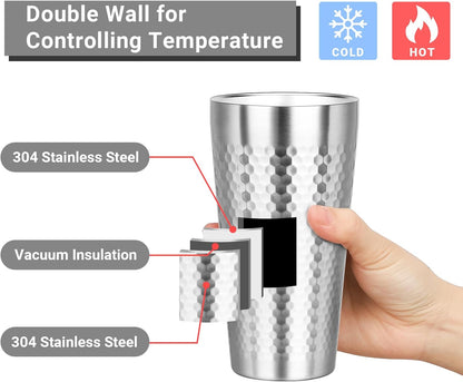Metal Cup, 19 oz Insulated Tumbler, 4 Pack Double Wall Unbreakable Stackable Water Tumblers Premium Insulated Stainless Steel Cups Drinking Glasses for Home Travel Camping Outdoor