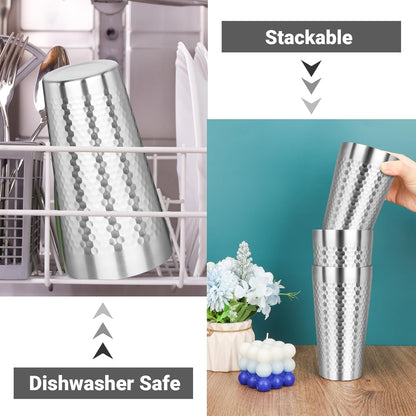 Metal Cup, 19 oz Insulated Tumbler, 4 Pack Double Wall Unbreakable Stackable Water Tumblers Premium Insulated Stainless Steel Cups Drinking Glasses for Home Travel Camping Outdoor