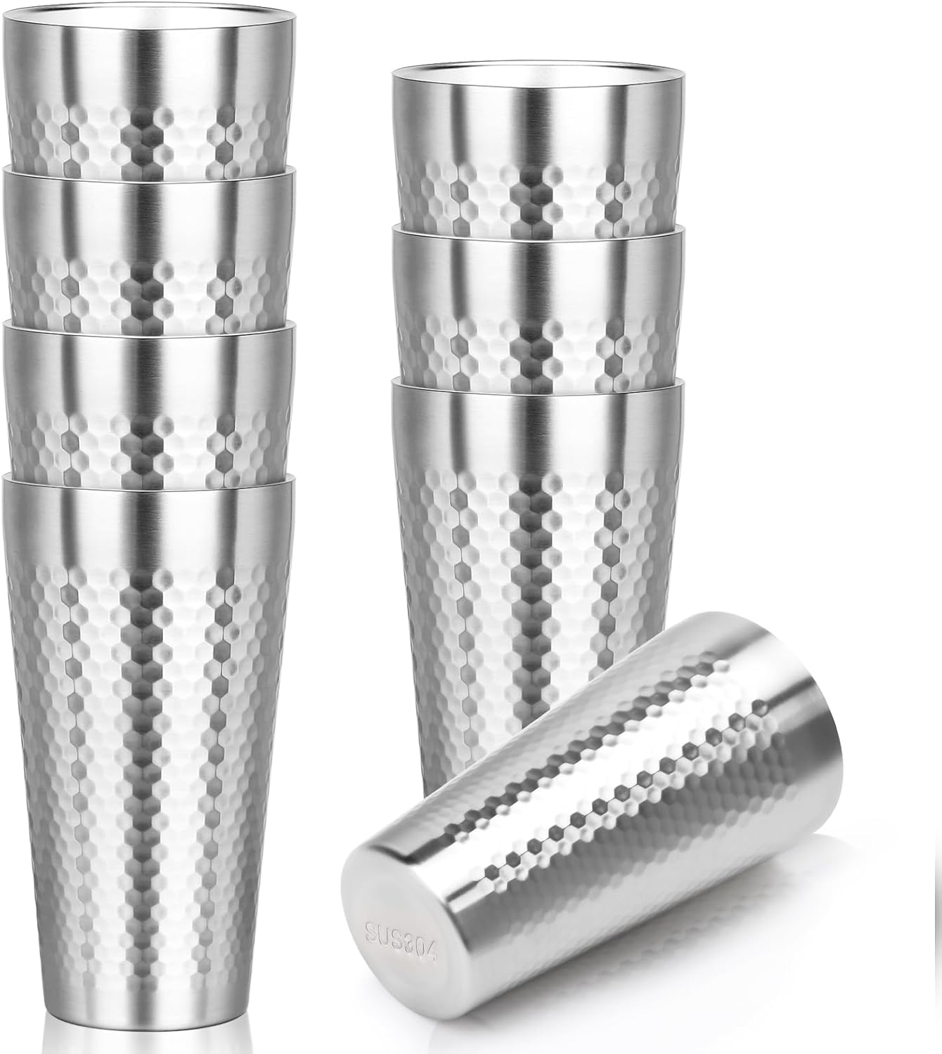 Metal Cup, 19 oz Insulated Tumbler, 4 Pack Double Wall Unbreakable Stackable Water Tumblers Premium Insulated Stainless Steel Cups Drinking Glasses for Home Travel Camping Outdoor