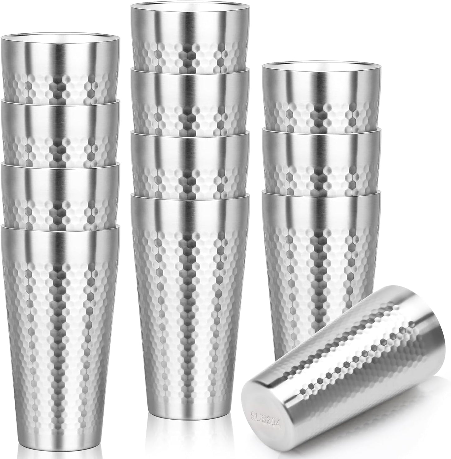 Metal Cup, 19 oz Insulated Tumbler, 4 Pack Double Wall Unbreakable Stackable Water Tumblers Premium Insulated Stainless Steel Cups Drinking Glasses for Home Travel Camping Outdoor
