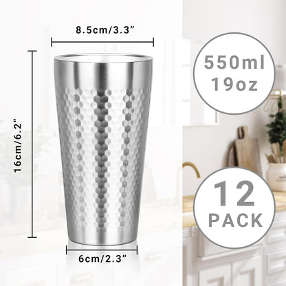 Metal Cup, 19 oz Insulated Tumbler, 4 Pack Double Wall Unbreakable Stackable Water Tumblers Premium Insulated Stainless Steel Cups Drinking Glasses for Home Travel Camping Outdoor