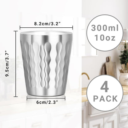 Metal Cup, 19 oz Insulated Tumbler, 4 Pack Double Wall Unbreakable Stackable Water Tumblers Premium Insulated Stainless Steel Cups Drinking Glasses for Home Travel Camping Outdoor