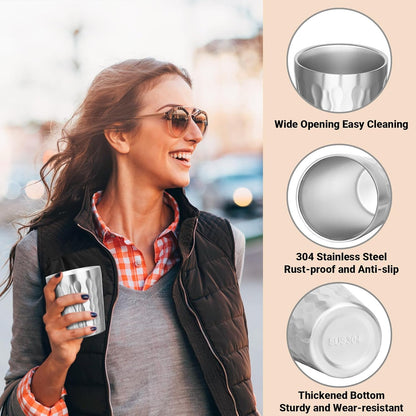Metal Cup, 19 oz Insulated Tumbler, 4 Pack Double Wall Unbreakable Stackable Water Tumblers Premium Insulated Stainless Steel Cups Drinking Glasses for Home Travel Camping Outdoor