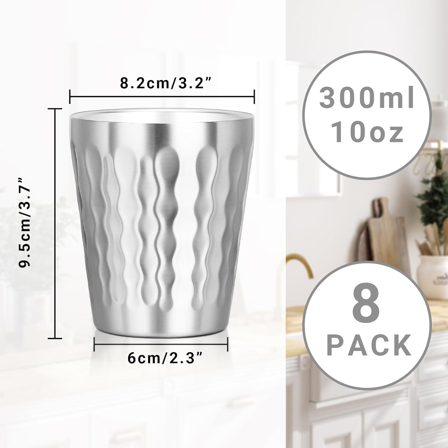 Metal Cup, 19 oz Insulated Tumbler, 4 Pack Double Wall Unbreakable Stackable Water Tumblers Premium Insulated Stainless Steel Cups Drinking Glasses for Home Travel Camping Outdoor