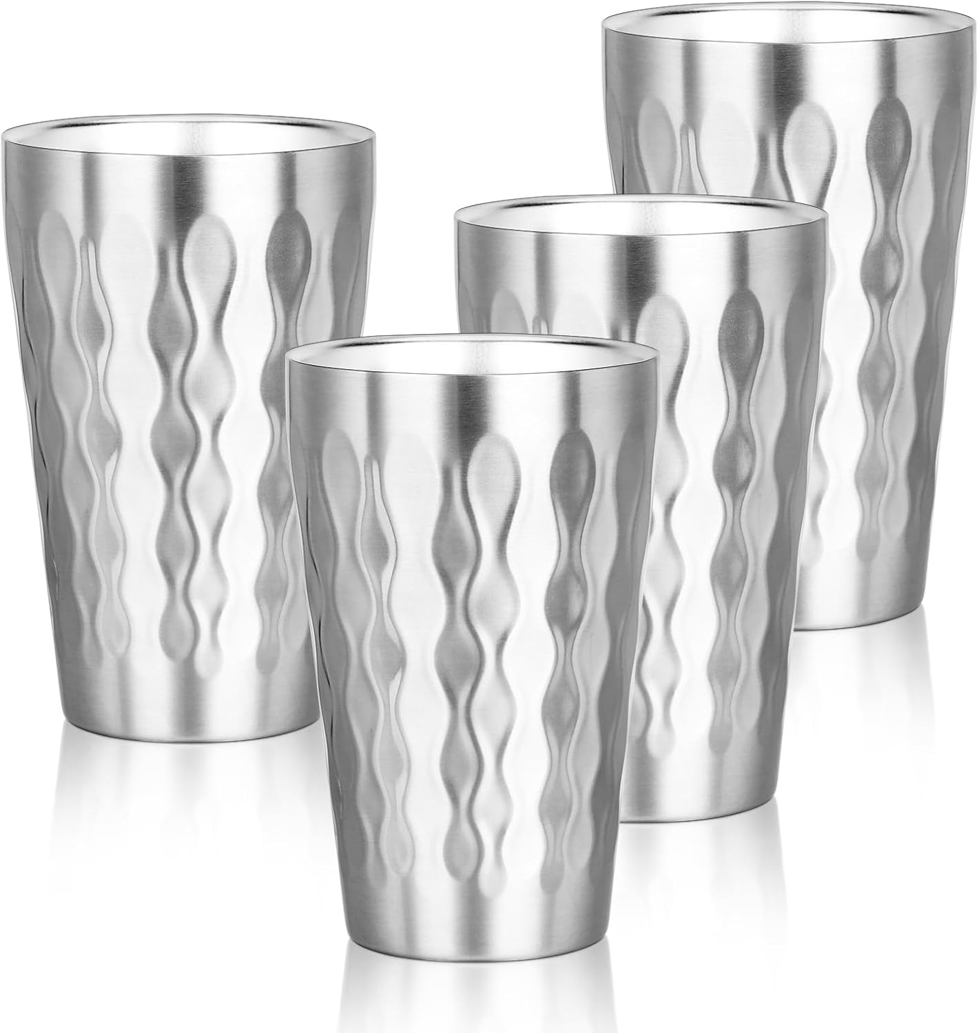 Metal Cup, 19 oz Insulated Tumbler, 4 Pack Double Wall Unbreakable Stackable Water Tumblers Premium Insulated Stainless Steel Cups Drinking Glasses for Home Travel Camping Outdoor