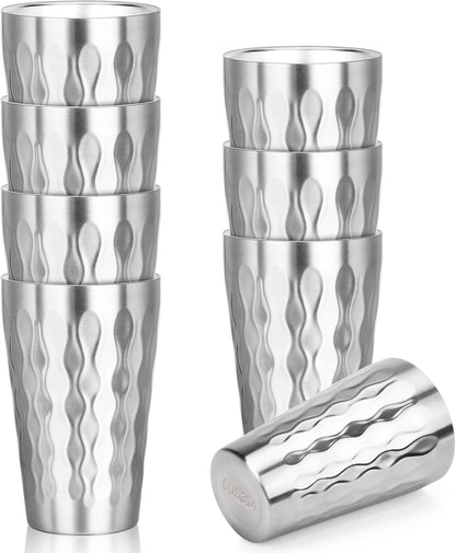 Metal Cup, 19 oz Insulated Tumbler, 4 Pack Double Wall Unbreakable Stackable Water Tumblers Premium Insulated Stainless Steel Cups Drinking Glasses for Home Travel Camping Outdoor