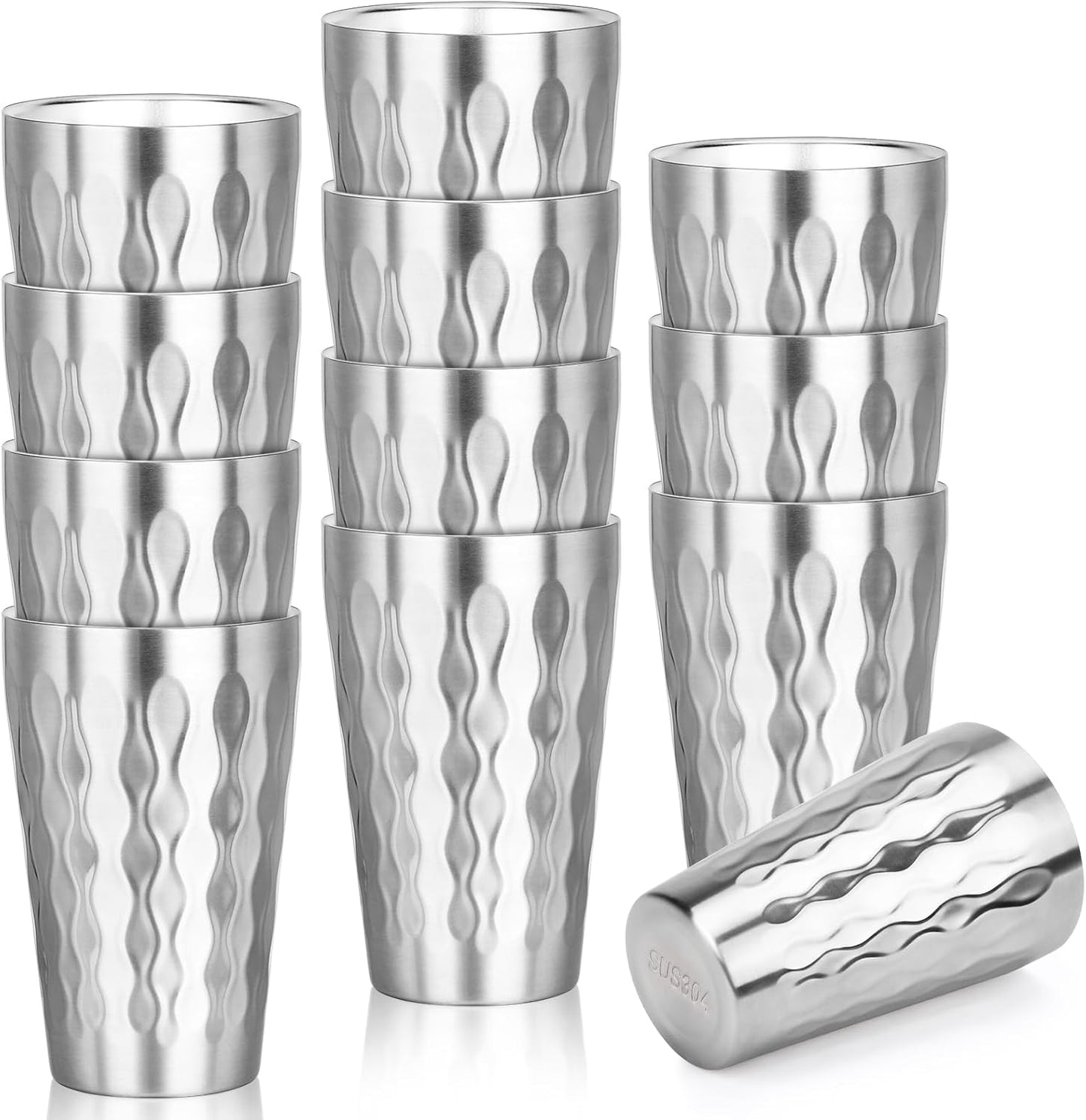 Metal Cup, 19 oz Insulated Tumbler, 4 Pack Double Wall Unbreakable Stackable Water Tumblers Premium Insulated Stainless Steel Cups Drinking Glasses for Home Travel Camping Outdoor