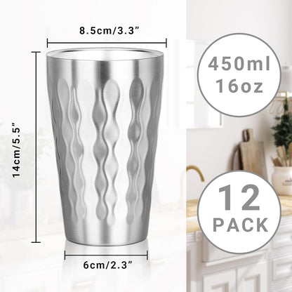 Metal Cup, 19 oz Insulated Tumbler, 4 Pack Double Wall Unbreakable Stackable Water Tumblers Premium Insulated Stainless Steel Cups Drinking Glasses for Home Travel Camping Outdoor