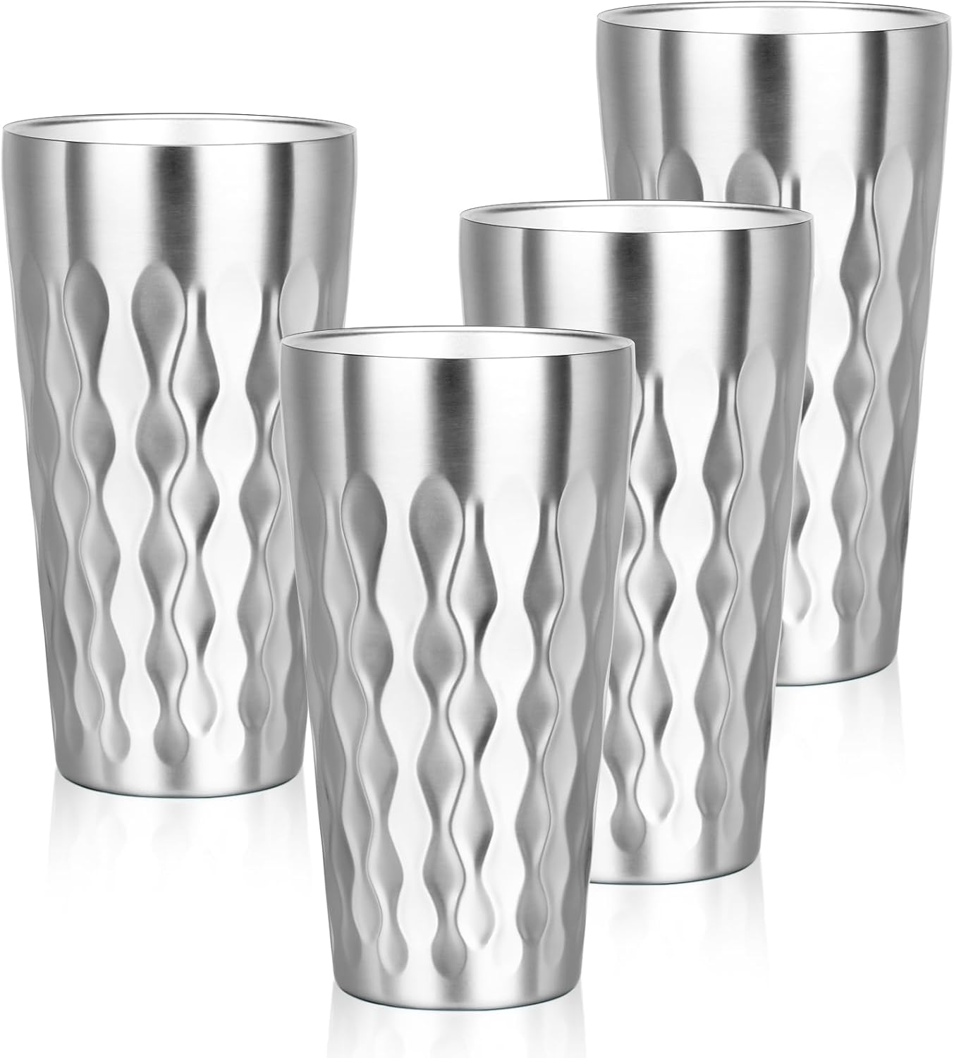 Metal Cup, 19 oz Insulated Tumbler, 4 Pack Double Wall Unbreakable Stackable Water Tumblers Premium Insulated Stainless Steel Cups Drinking Glasses for Home Travel Camping Outdoor