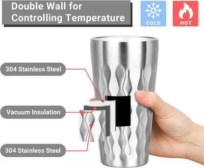 Metal Cup, 19 oz Insulated Tumbler, 4 Pack Double Wall Unbreakable Stackable Water Tumblers Premium Insulated Stainless Steel Cups Drinking Glasses for Home Travel Camping Outdoor