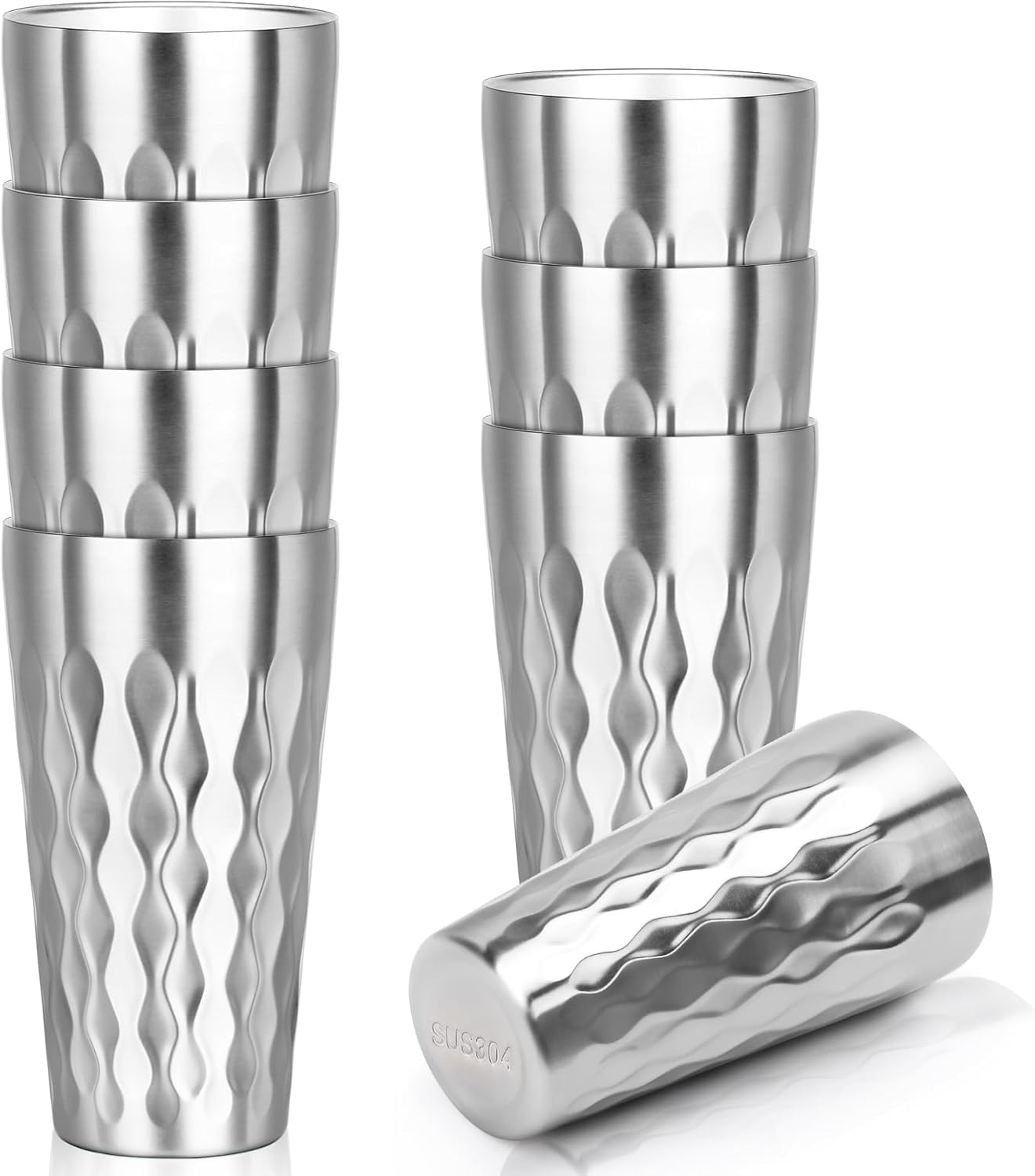 Metal Cup, 19 oz Insulated Tumbler, 4 Pack Double Wall Unbreakable Stackable Water Tumblers Premium Insulated Stainless Steel Cups Drinking Glasses for Home Travel Camping Outdoor