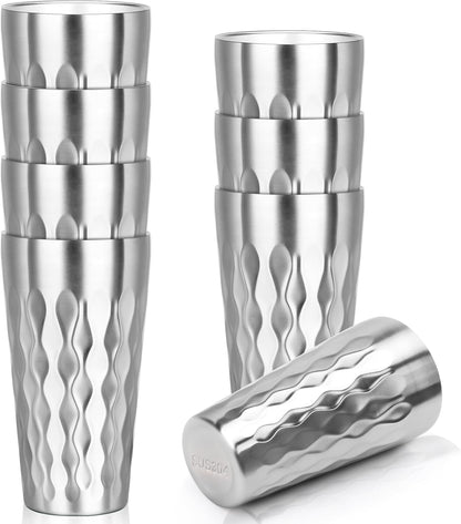 Metal Cup, 19 oz Insulated Tumbler, 4 Pack Double Wall Unbreakable Stackable Water Tumblers Premium Insulated Stainless Steel Cups Drinking Glasses for Home Travel Camping Outdoor