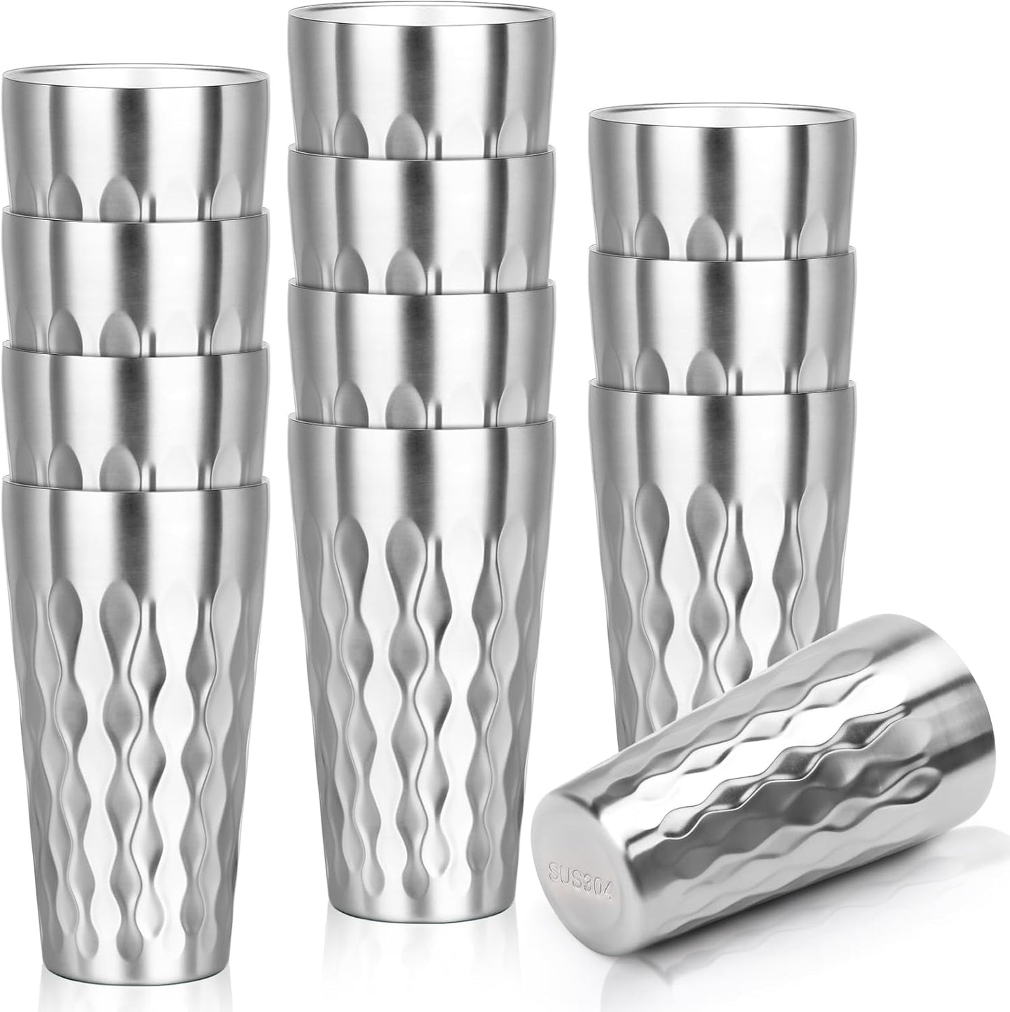 Metal Cup, 19 oz Insulated Tumbler, 4 Pack Double Wall Unbreakable Stackable Water Tumblers Premium Insulated Stainless Steel Cups Drinking Glasses for Home Travel Camping Outdoor
