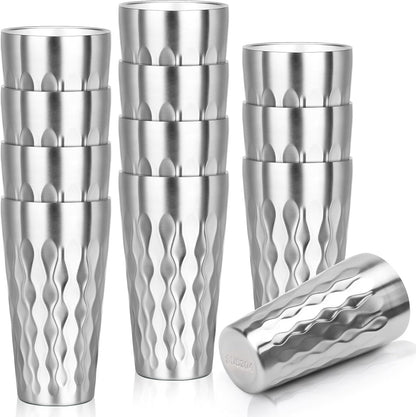 Metal Cup, 19 oz Insulated Tumbler, 4 Pack Double Wall Unbreakable Stackable Water Tumblers Premium Insulated Stainless Steel Cups Drinking Glasses for Home Travel Camping Outdoor