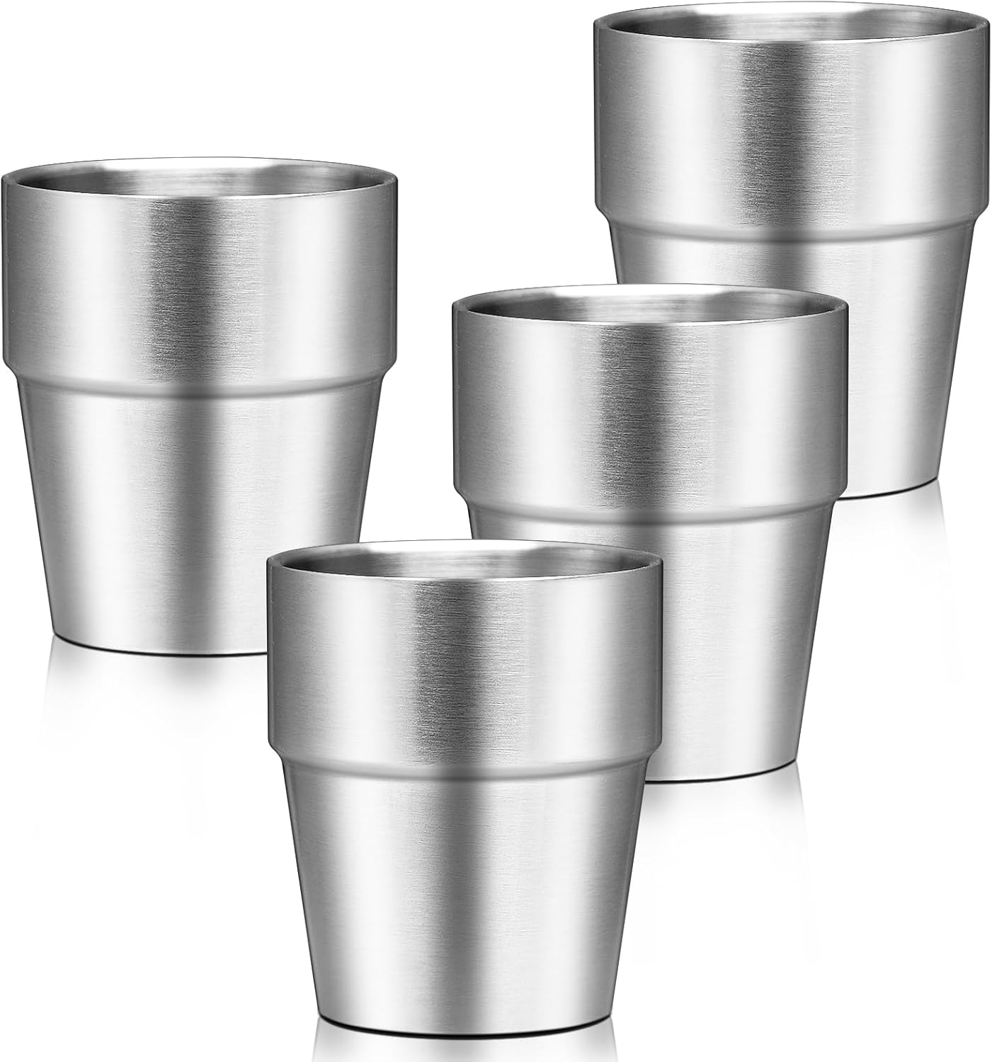 Metal Cup, 19 oz Insulated Tumbler, 4 Pack Double Wall Unbreakable Stackable Water Tumblers Premium Insulated Stainless Steel Cups Drinking Glasses for Home Travel Camping Outdoor