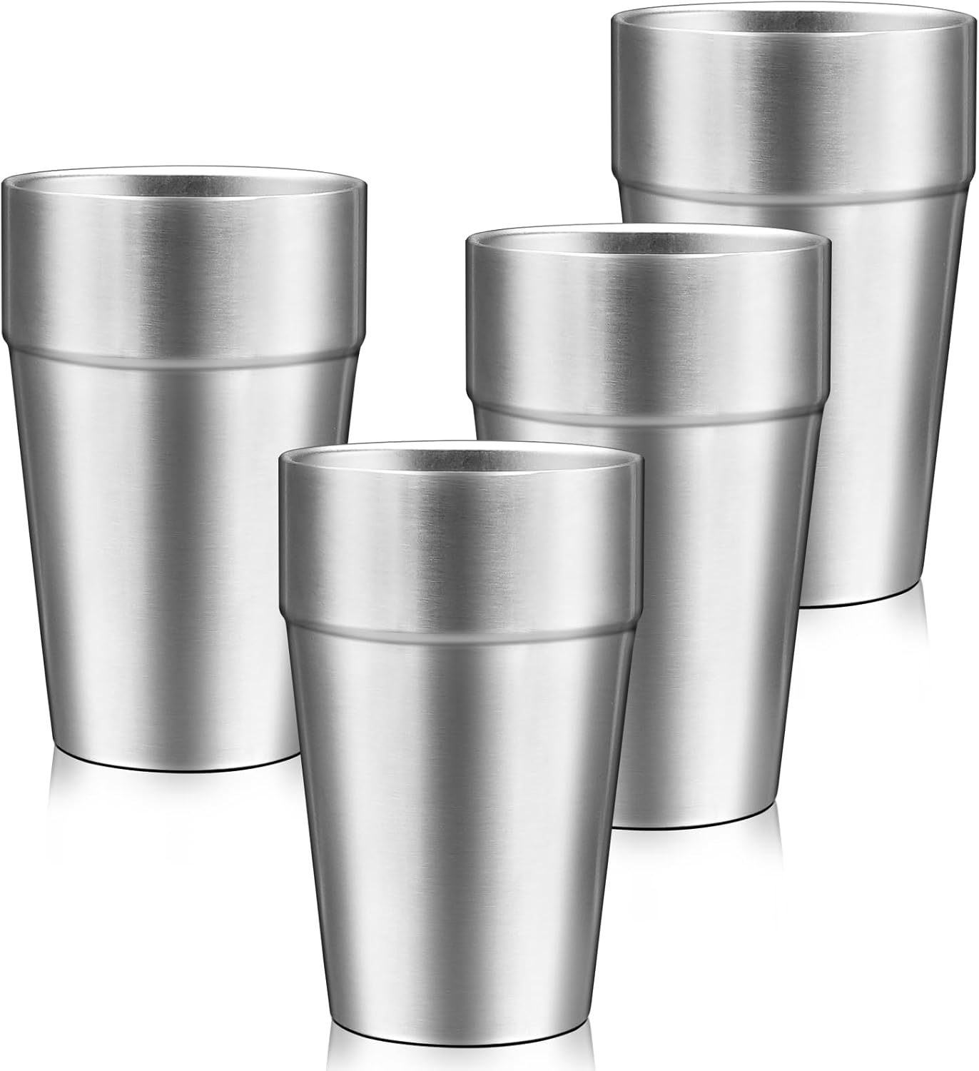 Metal Cup, 19 oz Insulated Tumbler, 4 Pack Double Wall Unbreakable Stackable Water Tumblers Premium Insulated Stainless Steel Cups Drinking Glasses for Home Travel Camping Outdoor