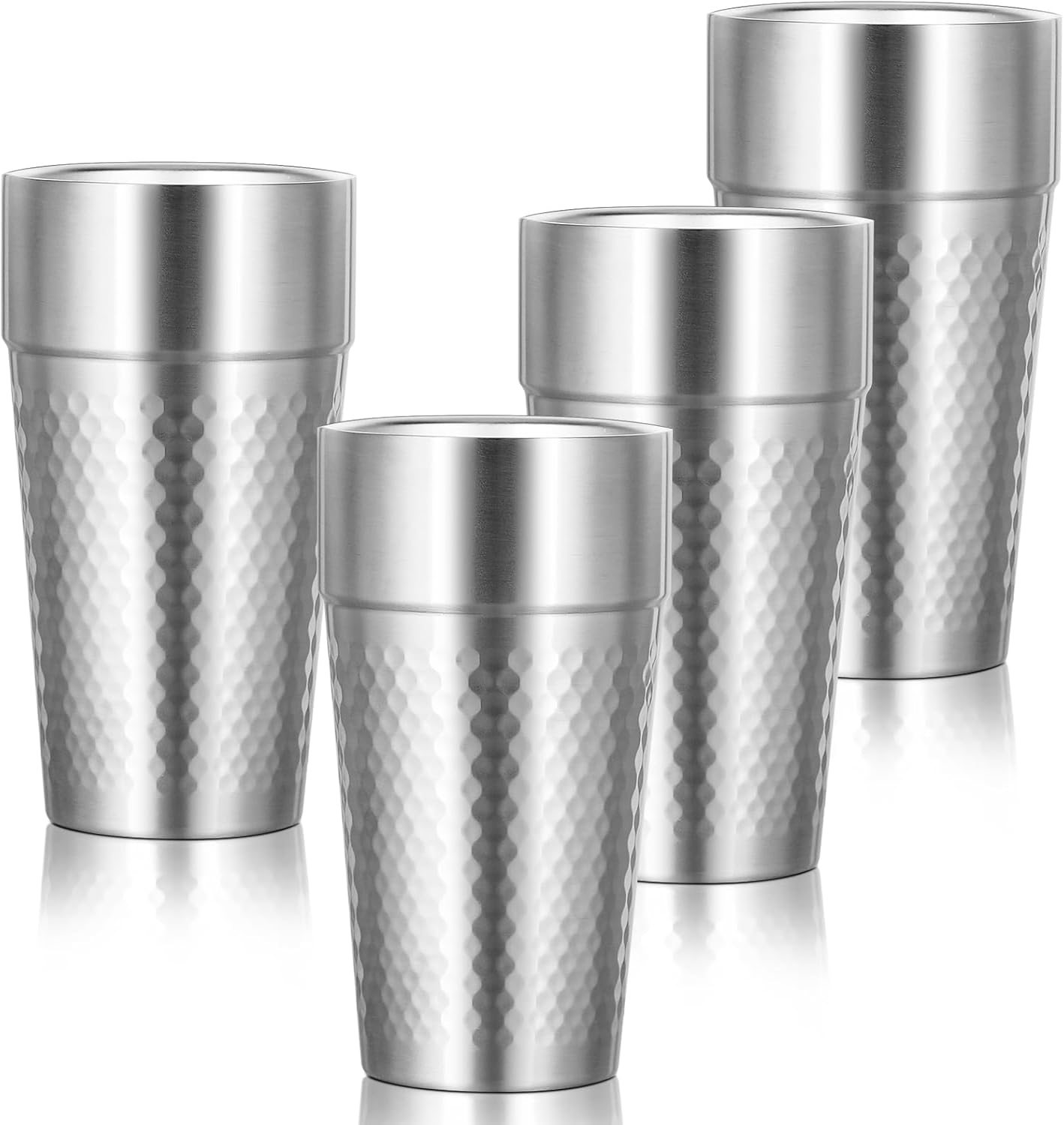 Metal Cup, 19 oz Insulated Tumbler, 4 Pack Double Wall Unbreakable Stackable Water Tumblers Premium Insulated Stainless Steel Cups Drinking Glasses for Home Travel Camping Outdoor