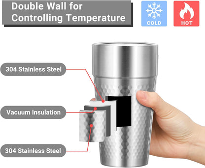 Metal Cup, 19 oz Insulated Tumbler, 4 Pack Double Wall Unbreakable Stackable Water Tumblers Premium Insulated Stainless Steel Cups Drinking Glasses for Home Travel Camping Outdoor