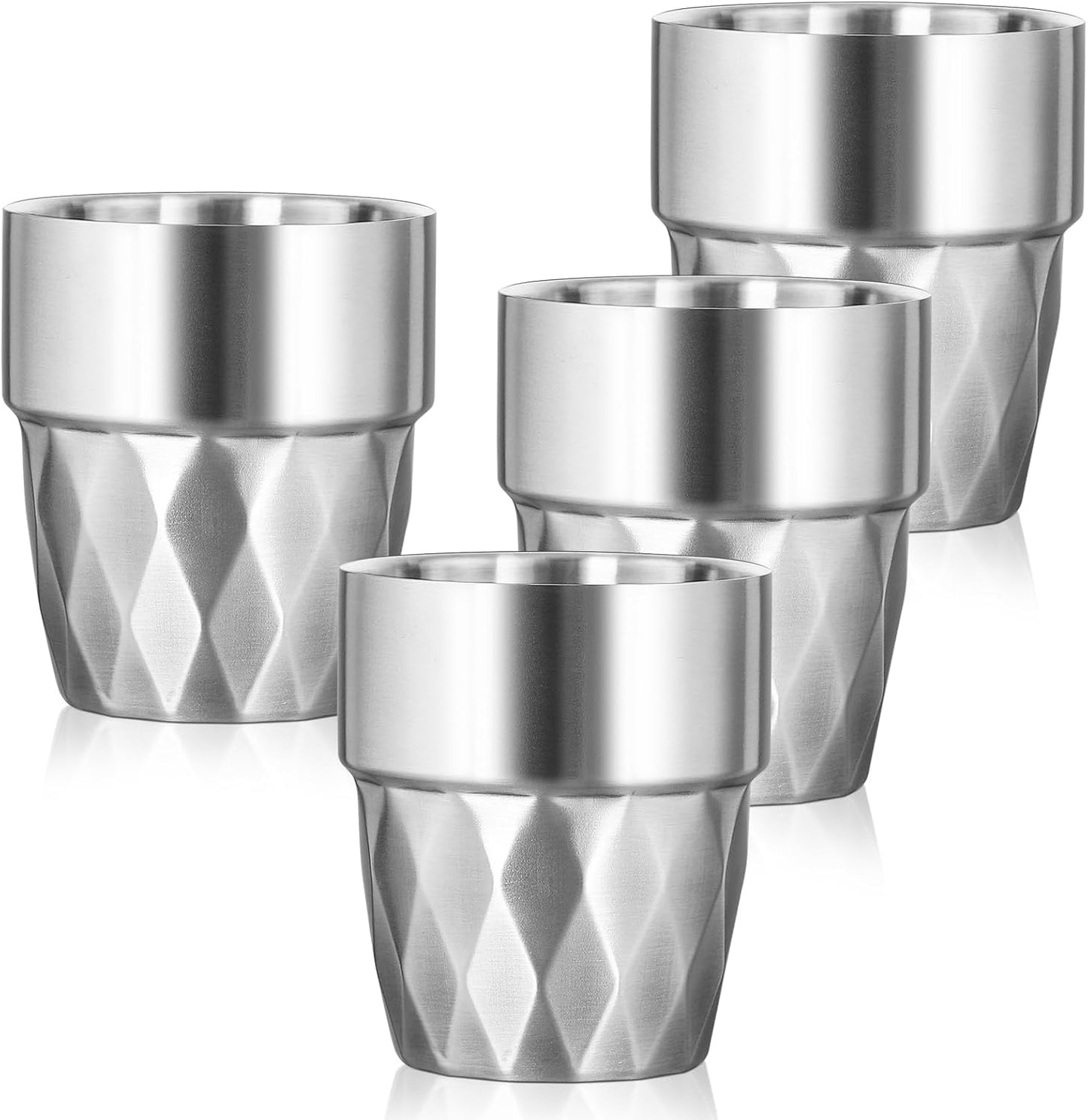 Metal Cup, 19 oz Insulated Tumbler, 4 Pack Double Wall Unbreakable Stackable Water Tumblers Premium Insulated Stainless Steel Cups Drinking Glasses for Home Travel Camping Outdoor