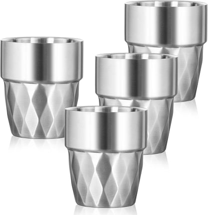 Metal Cup, 19 oz Insulated Tumbler, 4 Pack Double Wall Unbreakable Stackable Water Tumblers Premium Insulated Stainless Steel Cups Drinking Glasses for Home Travel Camping Outdoor