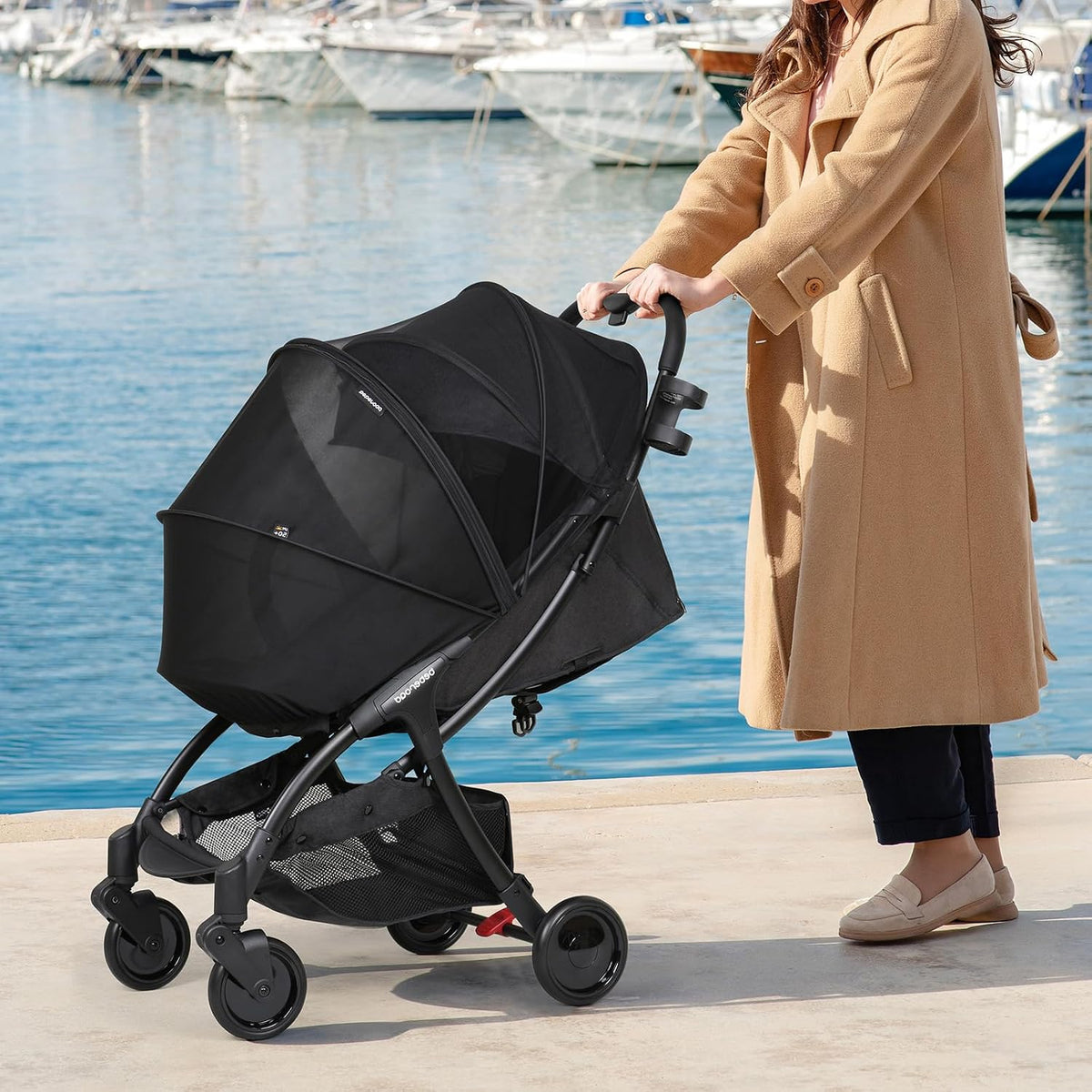 Stroller Sun Shade Cover & Mosquito Net (Black)