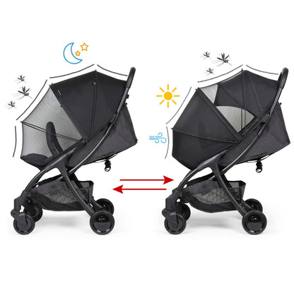 Stroller Sun Shade Cover & Mosquito Net (Black)