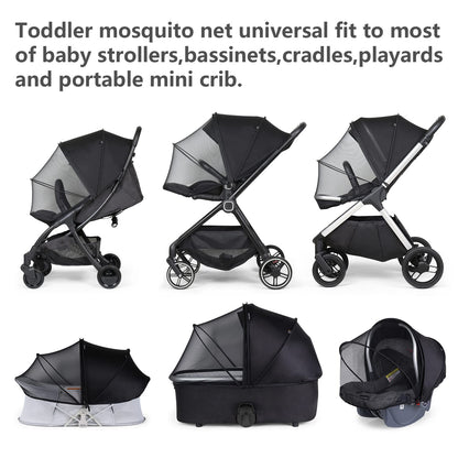 Stroller Sun Shade Cover & Mosquito Net (Black)