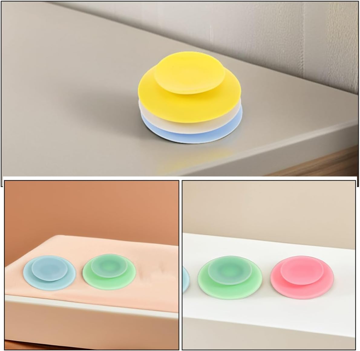 Silicone Suction Cups 6Pcs Double-Sided Suction Plate Pads for Toddler Plates Elderly Bowls and Patient Dinnerware Non-Slip Anti-Spill Solution 3.74X3.74 Inches