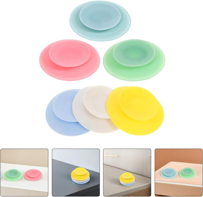 Silicone Suction Cups 6Pcs Double-Sided Suction Plate Pads for Toddler Plates Elderly Bowls and Patient Dinnerware Non-Slip Anti-Spill Solution 3.74X3.74 Inches