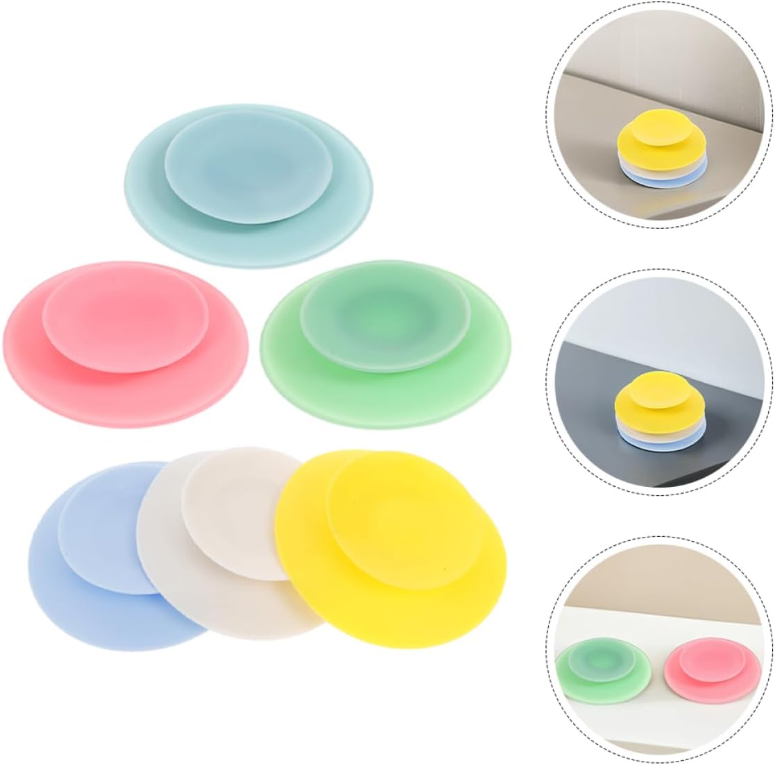 Silicone Suction Cups 6Pcs Double-Sided Suction Plate Pads for Toddler Plates Elderly Bowls and Patient Dinnerware Non-Slip Anti-Spill Solution 3.74X3.74 Inches