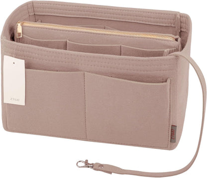 Purse Organizer Insert, Felt Bag Organizer with Metal Zipper, Handbag & Tote Shaper, For Speedy Neverfull Tote, 7 Sizes