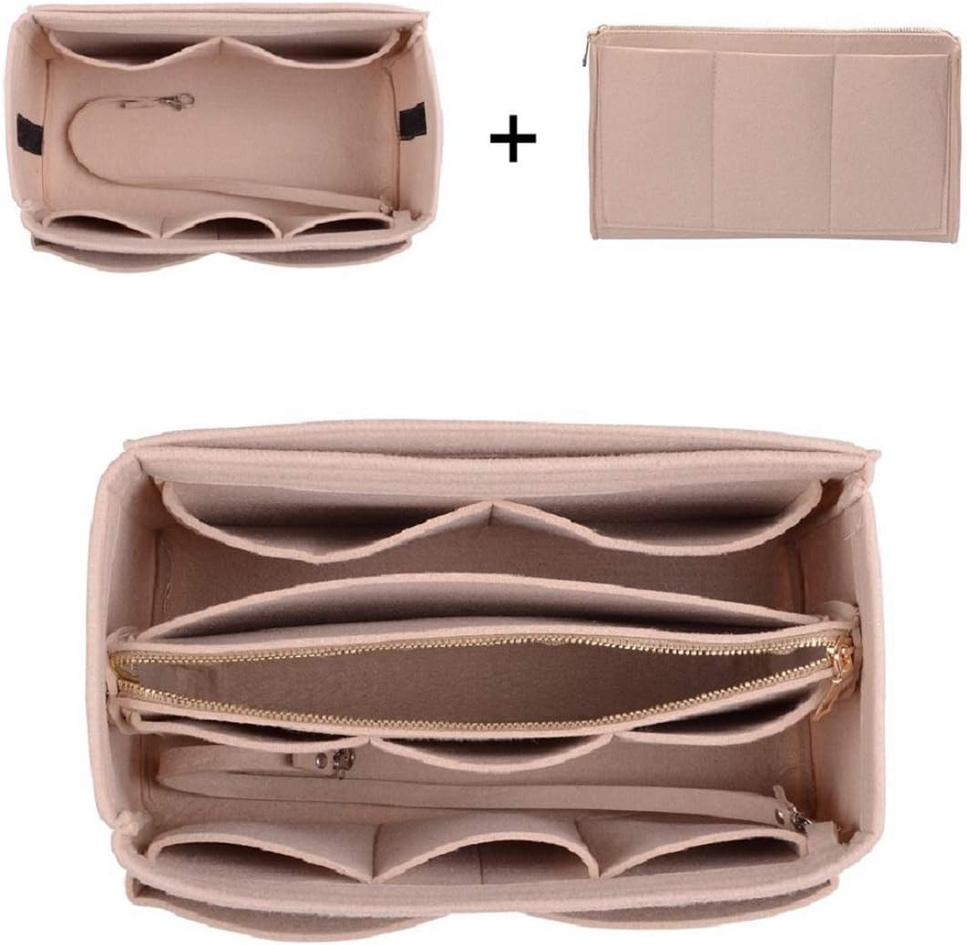 Purse Organizer Insert, Felt Bag Organizer with Metal Zipper, Handbag & Tote Shaper, For Speedy Neverfull Tote, 7 Sizes