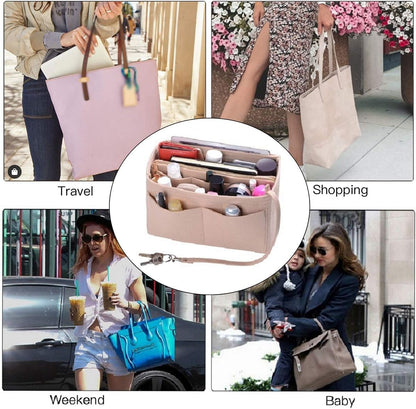 Purse Organizer Insert, Felt Bag Organizer with Metal Zipper, Handbag & Tote Shaper, For Speedy Neverfull Tote, 7 Sizes