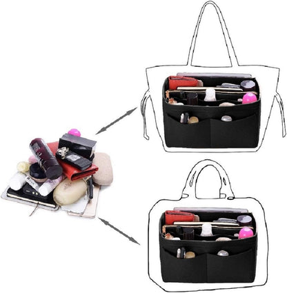 Purse Organizer Insert, Felt Bag Organizer with Metal Zipper, Handbag & Tote Shaper, For Speedy Neverfull Tote, 7 Sizes