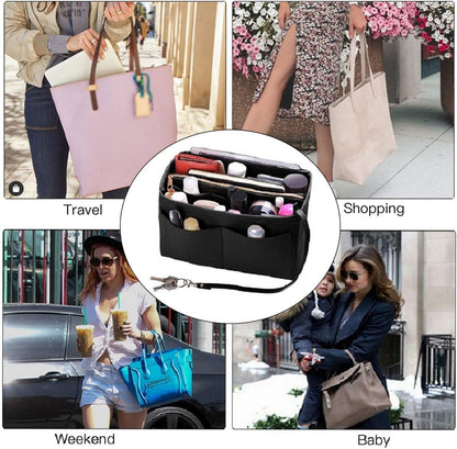 Purse Organizer Insert, Felt Bag Organizer with Metal Zipper, Handbag & Tote Shaper, For Speedy Neverfull Tote, 7 Sizes