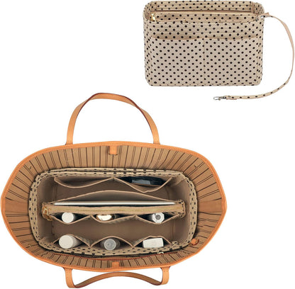 Purse Organizer Insert, Felt Bag Organizer with Metal Zipper, Handbag & Tote Shaper, For Speedy Neverfull Tote, 7 Sizes