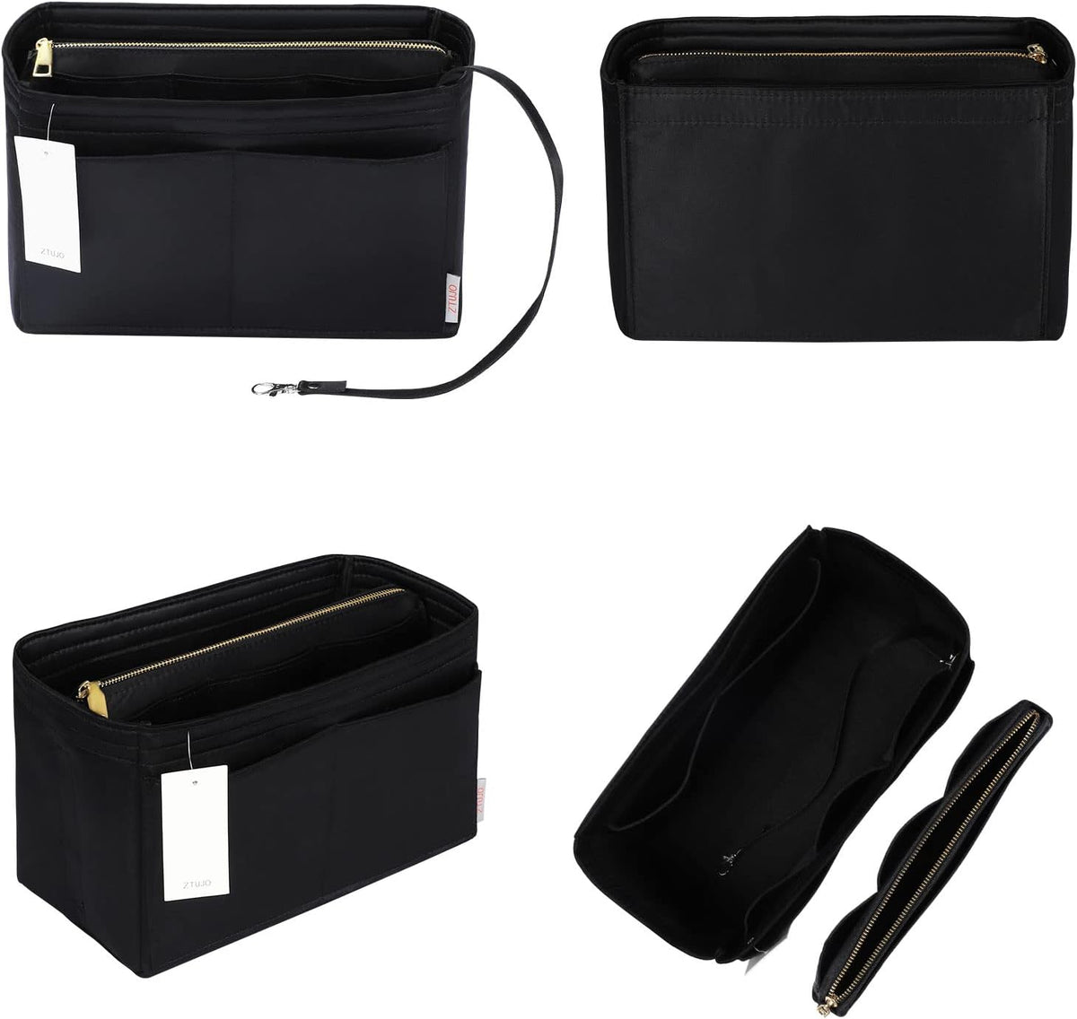Purse Organizer Insert, Felt Bag Organizer with Metal Zipper, Handbag & Tote Shaper, For Speedy Neverfull Tote, 7 Sizes