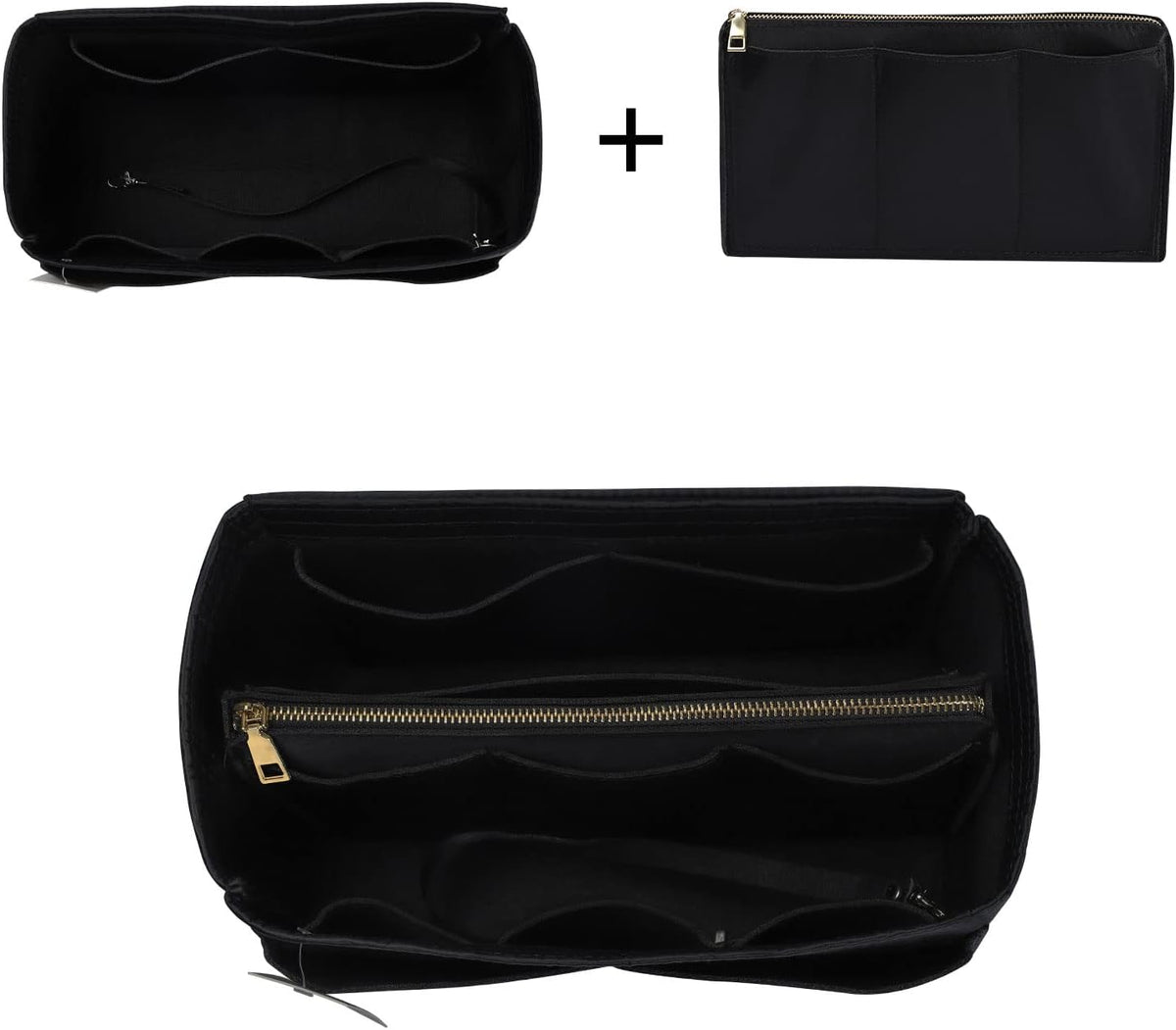 Purse Organizer Insert, Felt Bag Organizer with Metal Zipper, Handbag & Tote Shaper, For Speedy Neverfull Tote, 7 Sizes